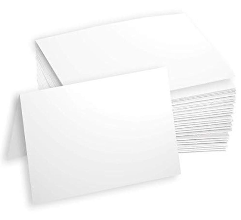 Hamilco White Cardstock Thick Paper - 5 x 7" Blank Folded Cards - Greeting Invitations Stationary - Heavy weight 80 lb Card Stock for Printer - 100 Pack - Image 1